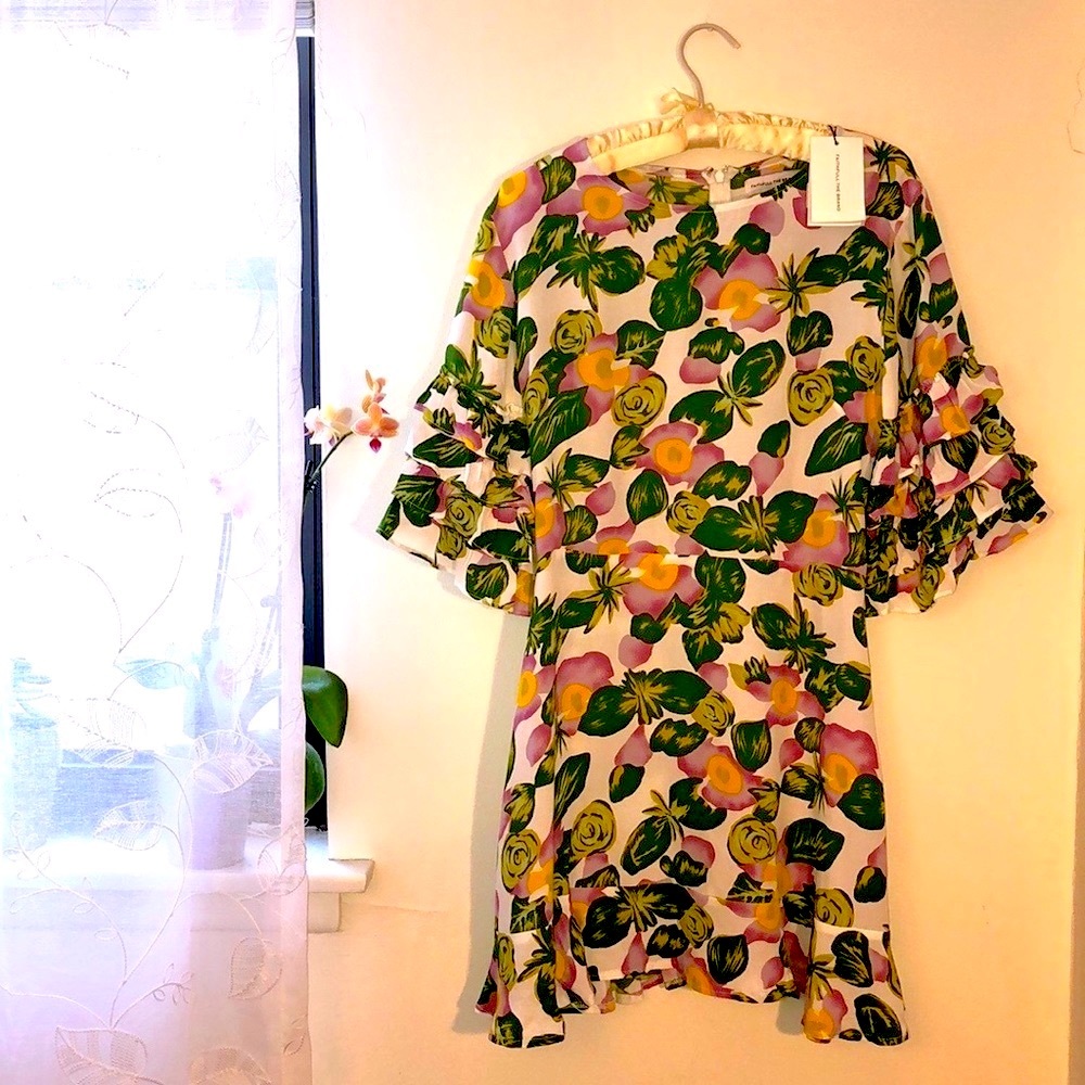 NWT Faithfull the Brand Serafina Rayon Crepe Mini Dress in Steffy Floral Print